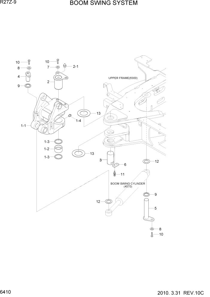 Схема запчастей Hyundai R27Z-9 - PAGE 6410 BOOM SWING SYSTEM СТРУКТУРА