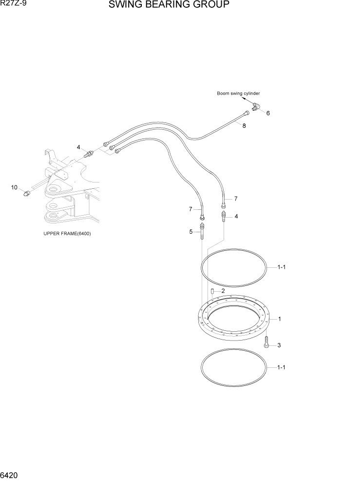 Схема запчастей Hyundai R27Z-9 - PAGE 6420 SWING BEARING GROUP СТРУКТУРА