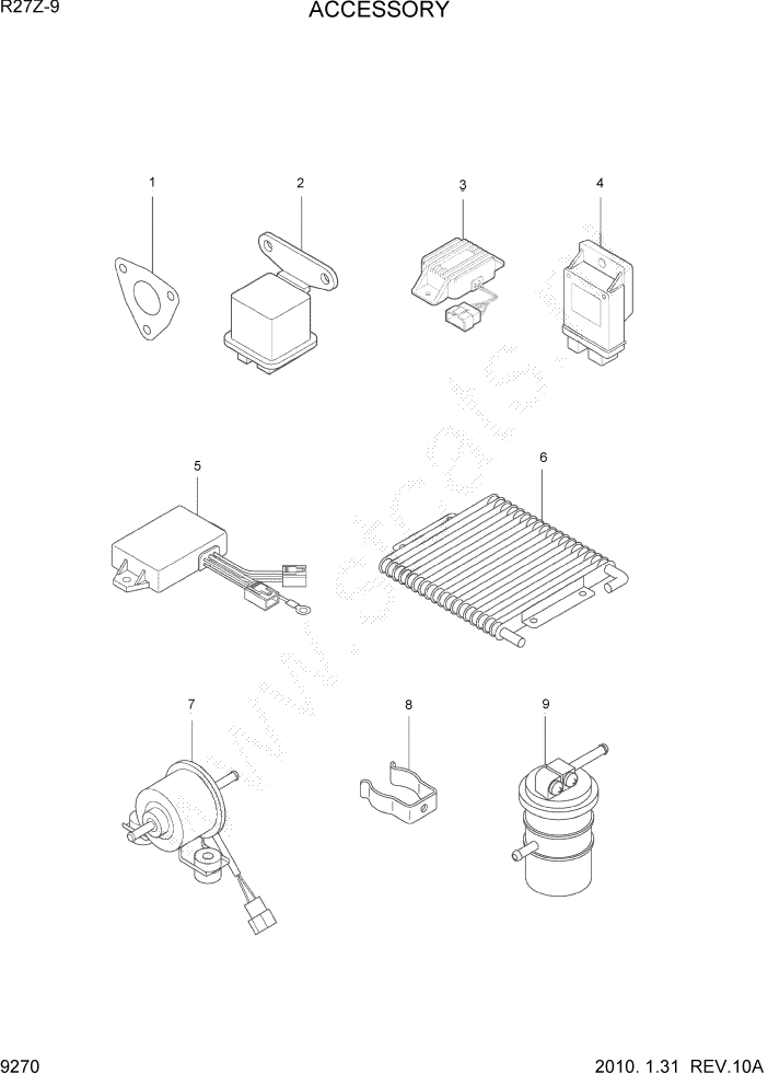 Схема запчастей Hyundai R27Z-9 - PAGE 9270 ACCESSORY ДВИГАТЕЛЬ БАЗА