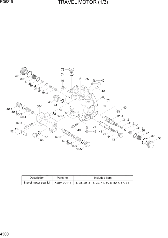Схема запчастей Hyundai R35Z9 - PAGE 4300 TRAVEL MOTOR(1/3) ГИДРАВЛИЧЕСКИЕ КОМПОНЕНТЫ