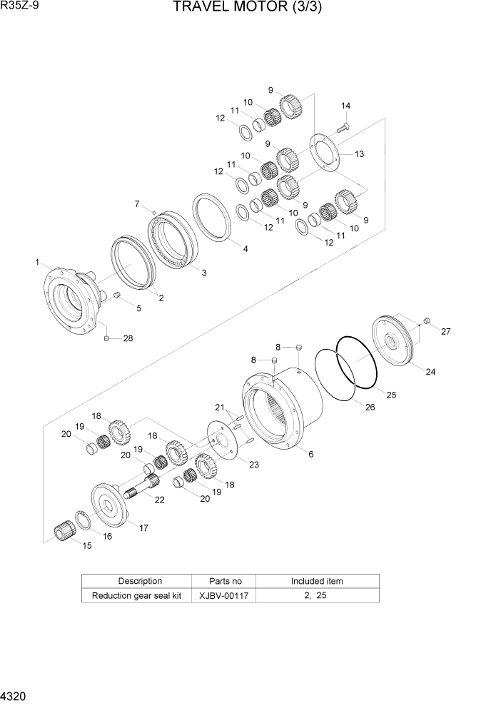 Схема запчастей Hyundai R35Z9 - PAGE 4320 TRAVEL MOTOR(3/3) ГИДРАВЛИЧЕСКИЕ КОМПОНЕНТЫ
