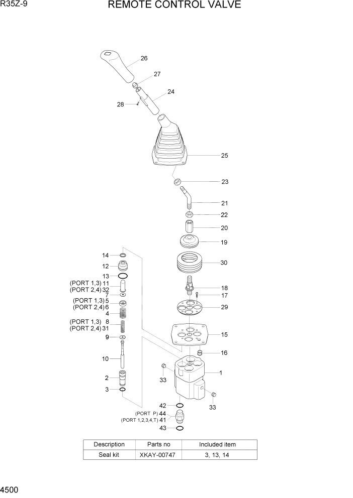 Схема запчастей Hyundai R35Z9 - PAGE 4500 REMOTE CONTROL VALVE ГИДРАВЛИЧЕСКИЕ КОМПОНЕНТЫ