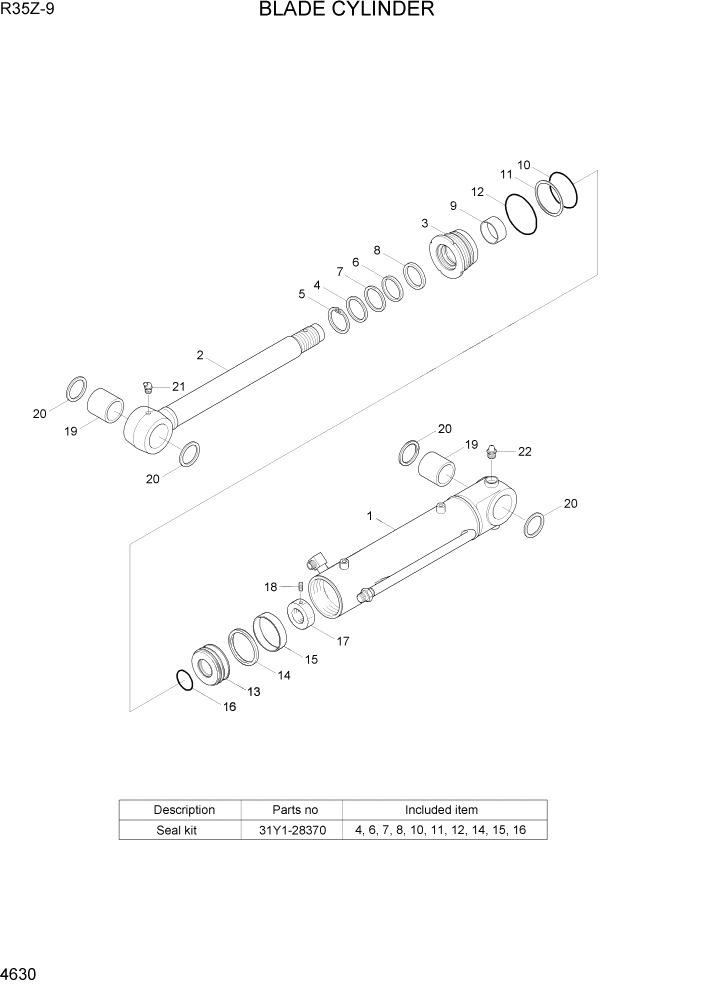 Схема запчастей Hyundai R35Z9 - PAGE 4630 BLADE CYLINDER ГИДРАВЛИЧЕСКИЕ КОМПОНЕНТЫ