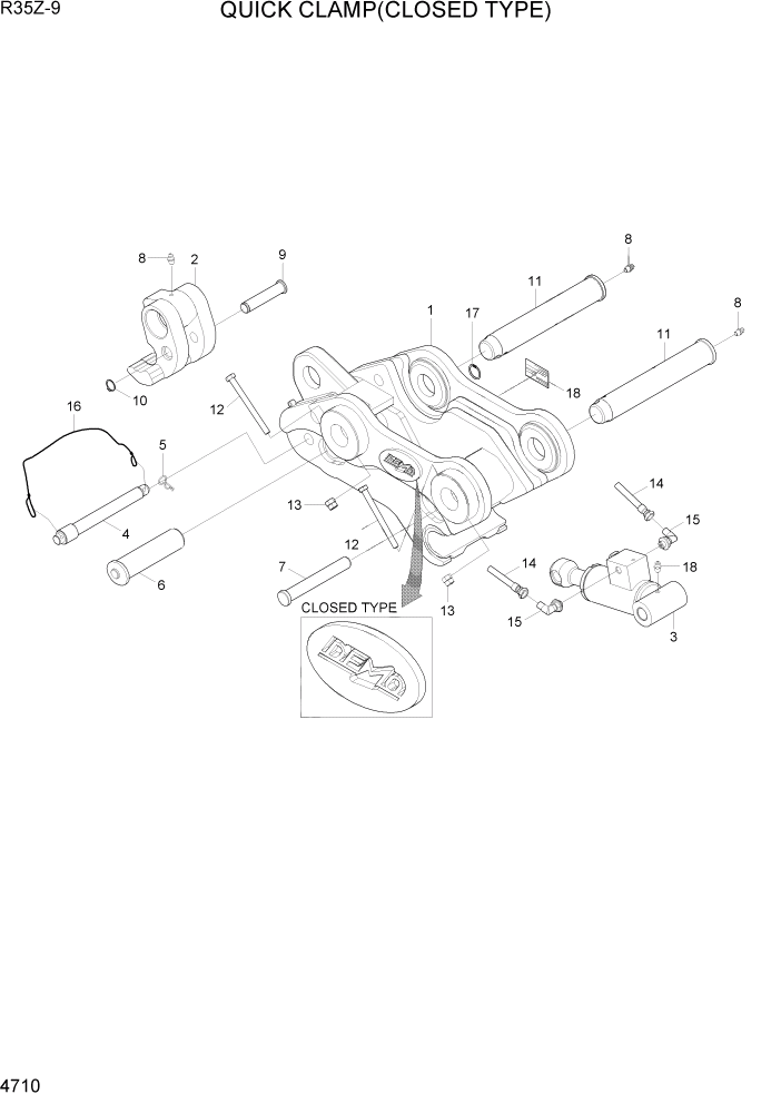 Схема запчастей Hyundai R35Z9 - PAGE 4710 QUICK CLAMP(CLOSED TYPE) ГИДРАВЛИЧЕСКИЕ КОМПОНЕНТЫ