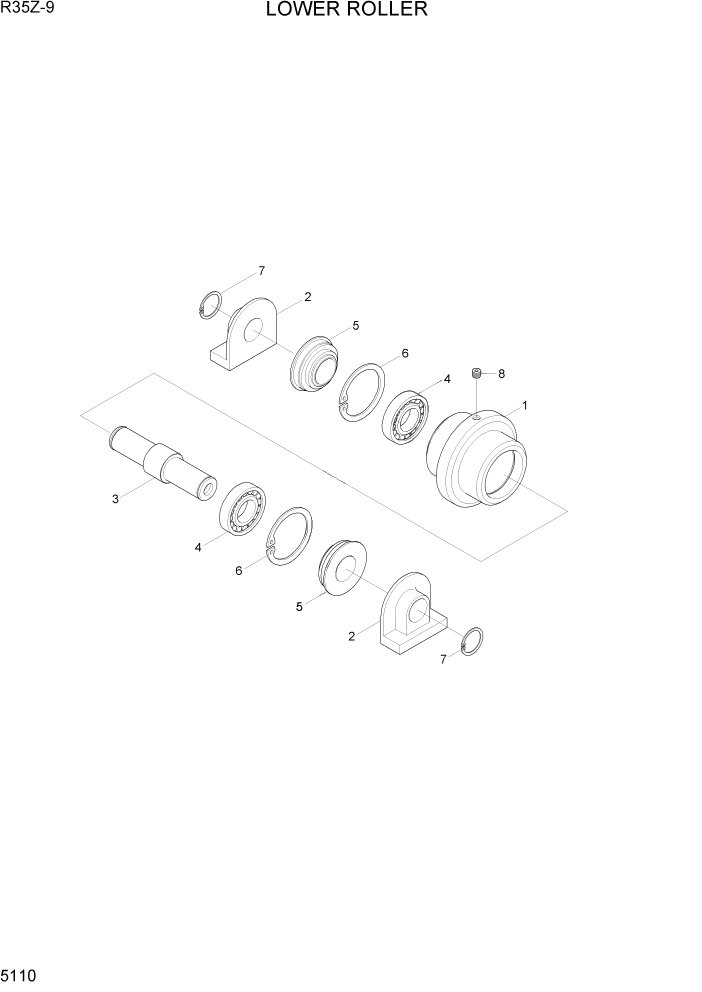 Схема запчастей Hyundai R35Z9 - PAGE 5110 LOWER ROLLER ХОДОВАЯ ЧАСТЬ