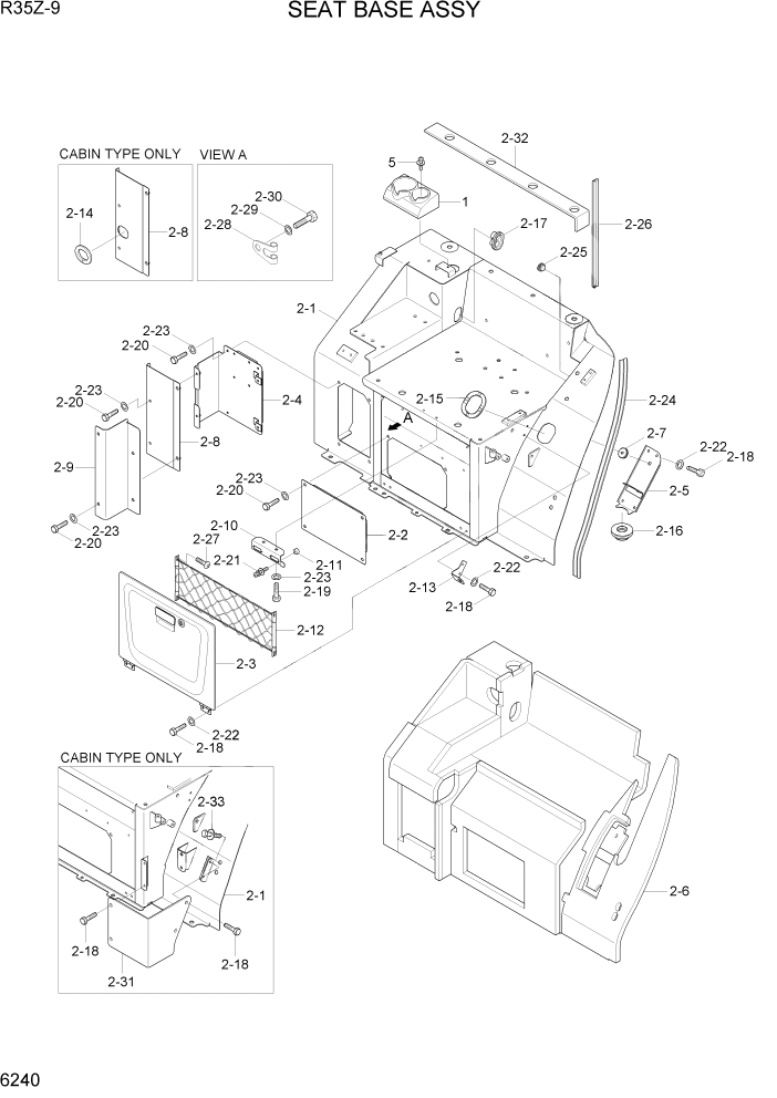 Схема запчастей Hyundai R35Z9 - PAGE 6240 SEAT BASE ASSY СТРУКТУРА