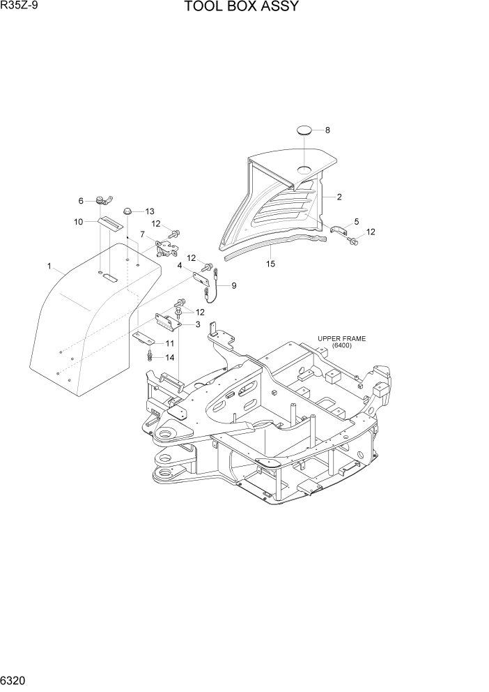 Схема запчастей Hyundai R35Z9 - PAGE 6320 TOOL BOX ASSY СТРУКТУРА