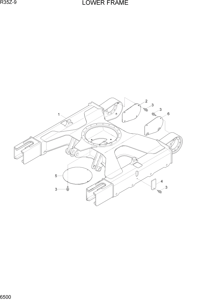 Схема запчастей Hyundai R35Z9 - PAGE 6500 LOWER FRAME СТРУКТУРА