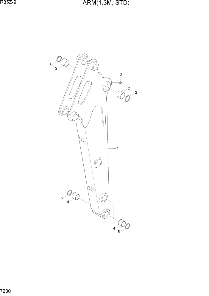 Схема запчастей Hyundai R35Z9 - PAGE 7200 ARM(1.3M, STD) РАБОЧЕЕ ОБОРУДОВАНИЕ
