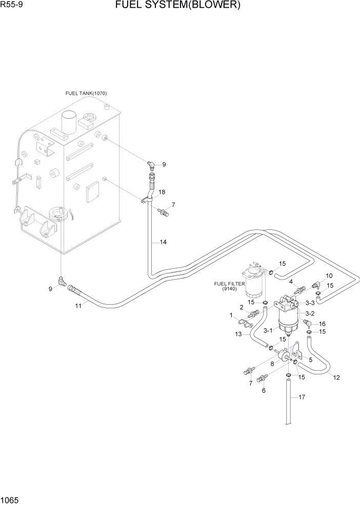 Схема запчастей Hyundai R55-9 - PAGE 1065 FUEL SYSTEM(BLOWER) СИСТЕМА ДВИГАТЕЛЯ