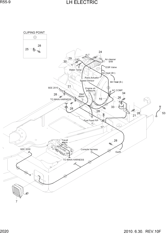Схема запчастей Hyundai R55-9 - PAGE 2020 LH ELECTRIC ЭЛЕКТРИЧЕСКАЯ СИСТЕМА