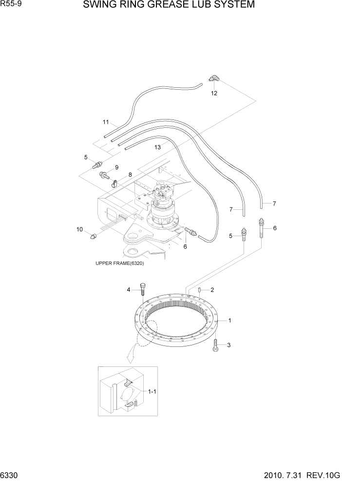 Схема запчастей Hyundai R55-9 - PAGE 6330 SWING RING GREASE LUB SYSTEM СТРУКТУРА