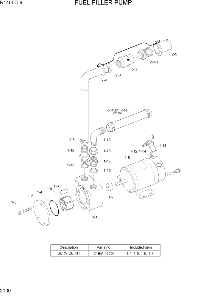Схема запчастей Hyundai R140LC9 - PAGE 2100 FUEL FILLER PUMP ЭЛЕКТРИЧЕСКАЯ СИСТЕМА