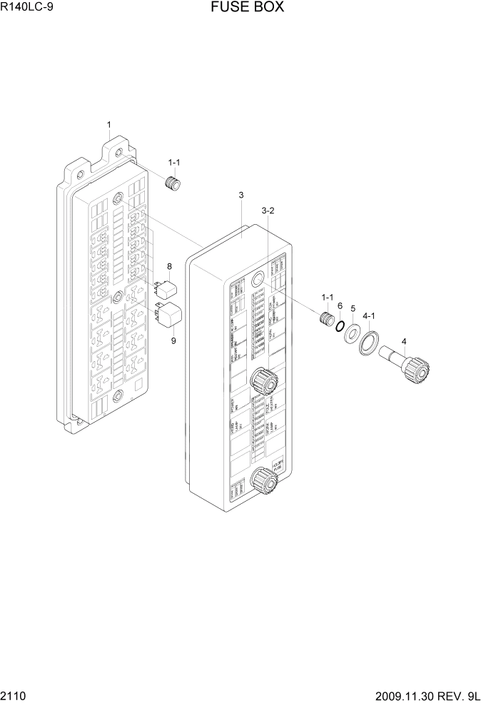 Схема запчастей Hyundai R140LC9 - PAGE 2110 FUSE BOX ЭЛЕКТРИЧЕСКАЯ СИСТЕМА