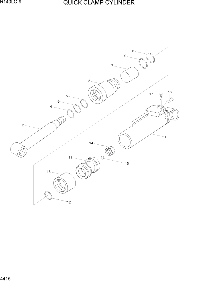 Схема запчастей Hyundai R140LC9 - PAGE 4415 QUICK CLAMP CYLINDER ГИДРАВЛИЧЕСКИЕ КОМПОНЕНТЫ
