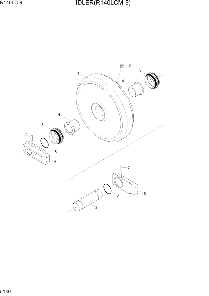 Схема запчастей Hyundai R140LC9 - PAGE 5140 IDLER(R140LCM-9) ХОДОВАЯ ЧАСТЬ