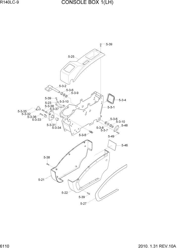 Схема запчастей Hyundai R140LC9 - PAGE 6110 CONSOLE BOX 1(LH) СТРУКТУРА