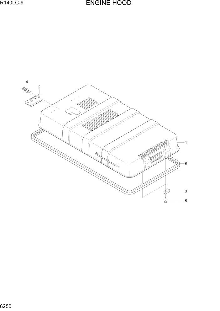 Схема запчастей Hyundai R140LC9 - PAGE 6250 ENGINE HOOD СТРУКТУРА
