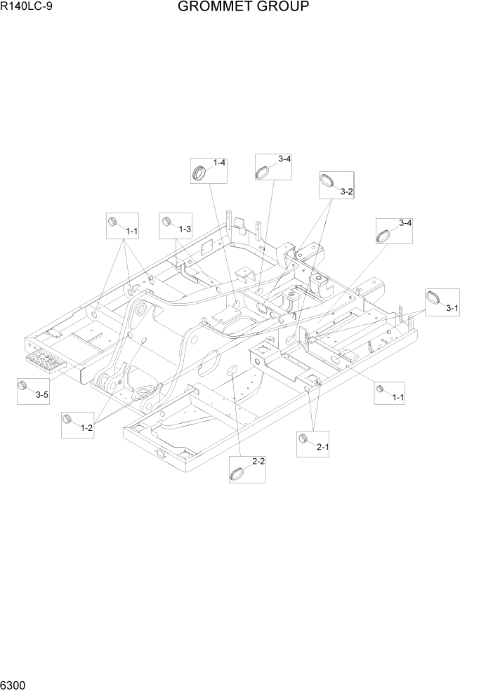 Схема запчастей Hyundai R140LC9 - PAGE 6300 GROMMET GROUP СТРУКТУРА