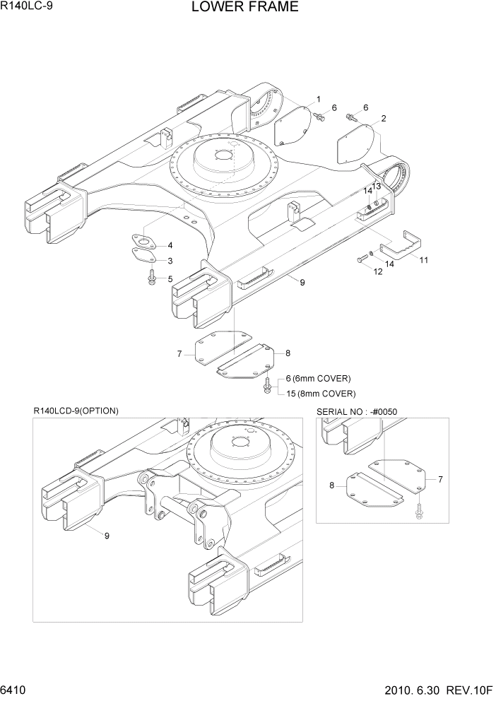 Схема запчастей Hyundai R140LC9 - PAGE 6410 LOWER FRAME & COVER СТРУКТУРА
