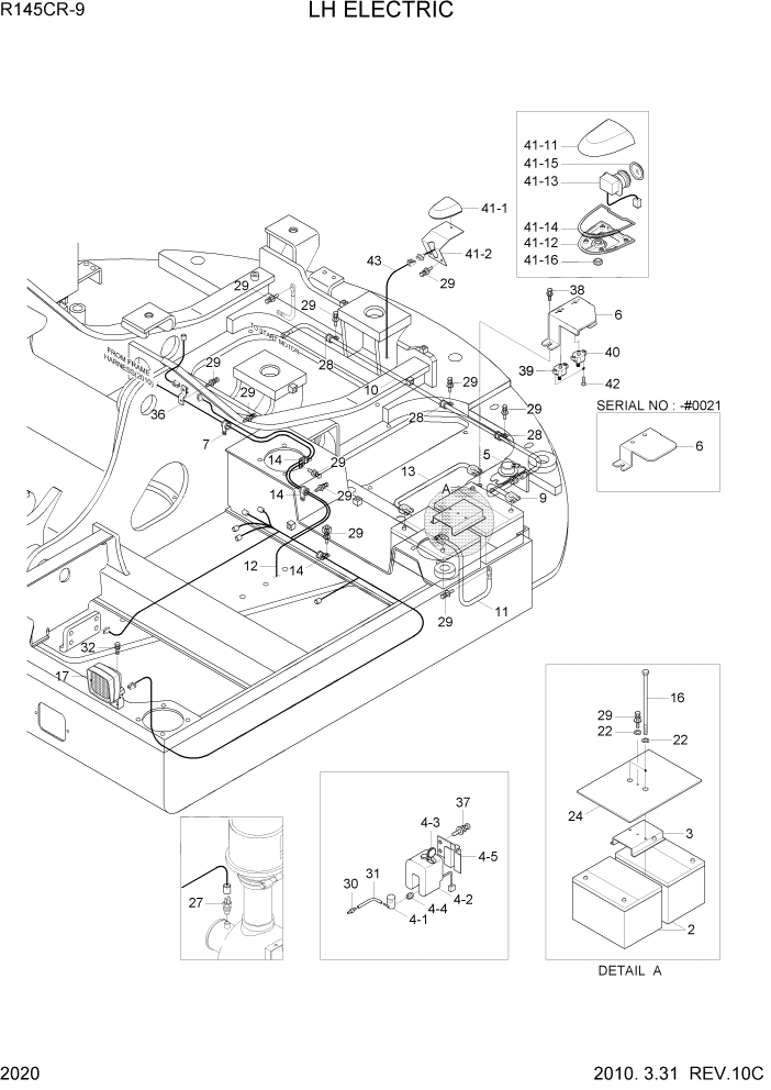 Схема запчастей Hyundai R145CR9 - PAGE 2020 LH ELECTRIC ЭЛЕКТРИЧЕСКАЯ СИСТЕМА