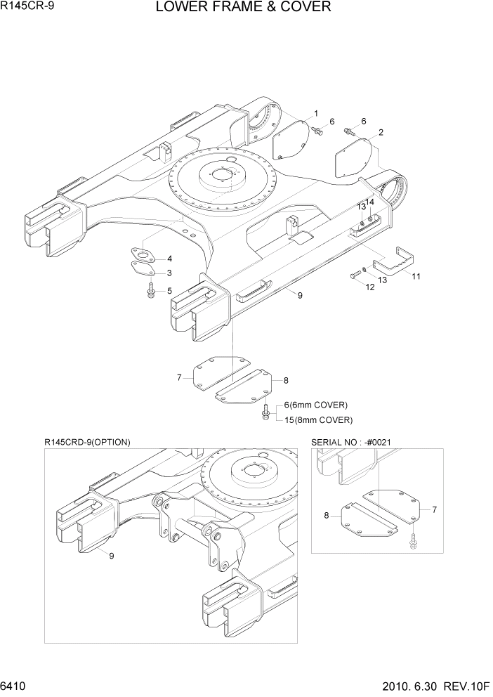 Схема запчастей Hyundai R145CR9 - PAGE 6410 LOWER FRAME & COVER СТРУКТУРА