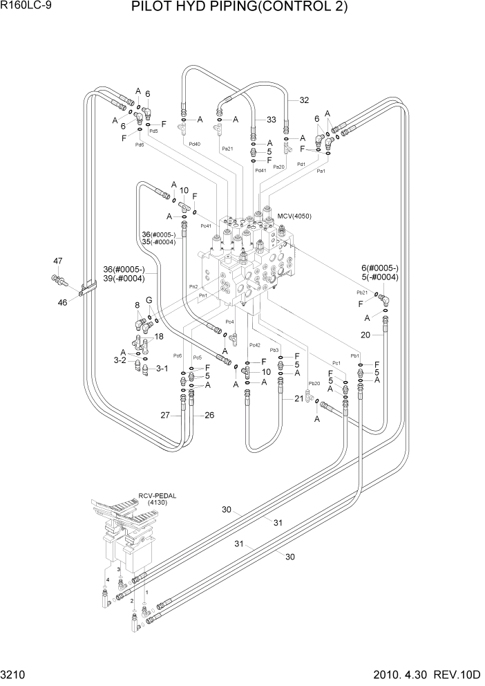 Схема запчастей Hyundai R160LC9 - PAGE 3210 PILOT HYD PIPING(CONTROL 2) ГИДРАВЛИЧЕСКАЯ СИСТЕМА