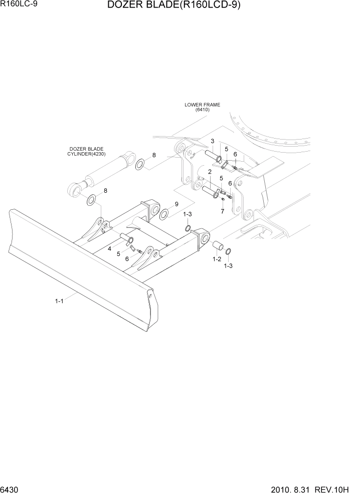 Схема запчастей Hyundai R160LC9 - PAGE 6430 DOZER BLADE(R160LCD-9) СТРУКТУРА