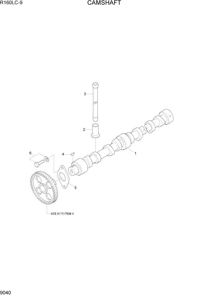 Схема запчастей Hyundai R160LC9 - PAGE 9040 CAMSHAFT ДВИГАТЕЛЬ БАЗА