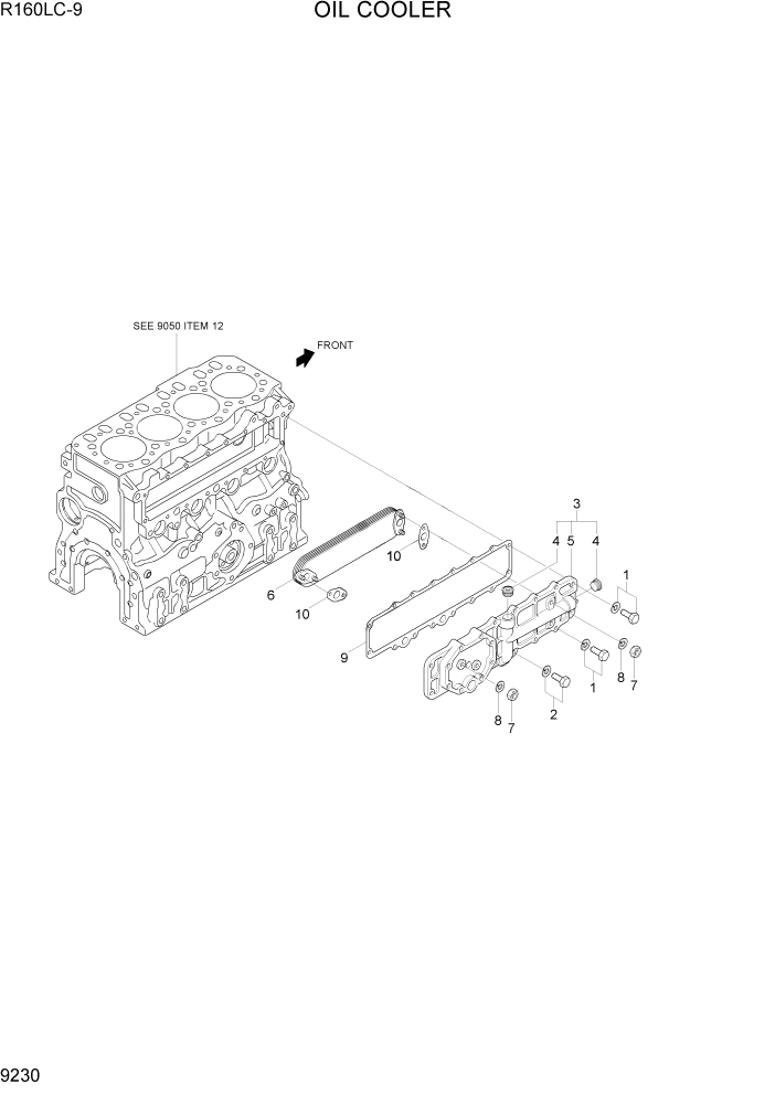 Схема запчастей Hyundai R160LC9 - PAGE 9230 OIL COOLER ДВИГАТЕЛЬ БАЗА
