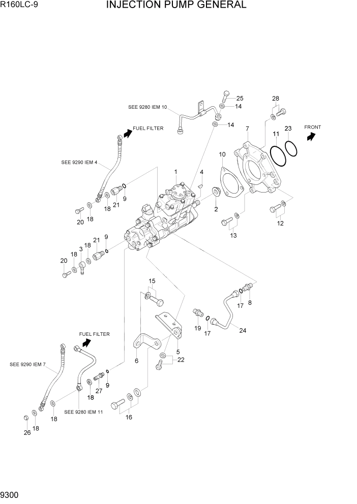 Схема запчастей Hyundai R160LC9 - PAGE 9300 INJECTION PUMP GENERAL ДВИГАТЕЛЬ БАЗА