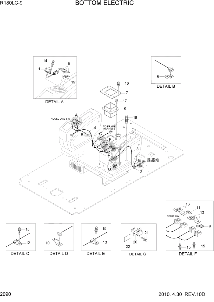 Схема запчастей Hyundai R180LC9 - PAGE 2090 BOTTOM ELECTRIC ЭЛЕКТРИЧЕСКАЯ СИСТЕМА