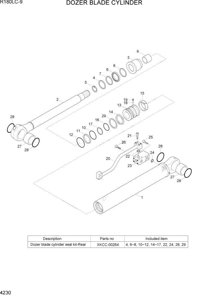 Схема запчастей Hyundai R180LC9 - PAGE 4230 DOZER BLADE CYLINDER ГИДРАВЛИЧЕСКИЕ КОМПОНЕНТЫ