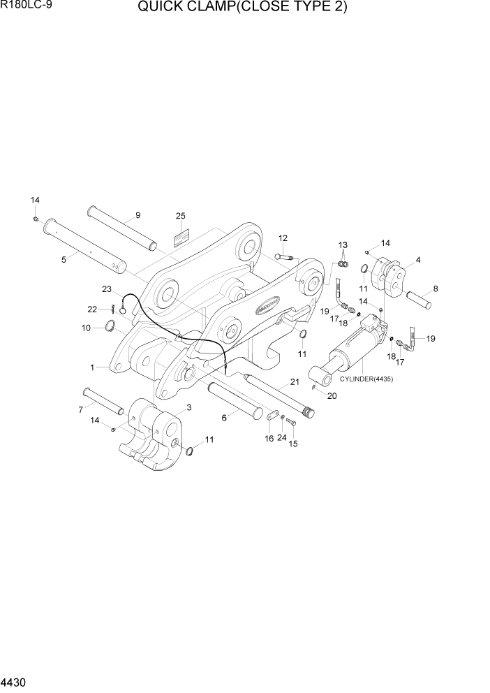 Схема запчастей Hyundai R180LC9 - PAGE 4430 QUICK CLAMP(CLOSE TYPE 2) ГИДРАВЛИЧЕСКИЕ КОМПОНЕНТЫ
