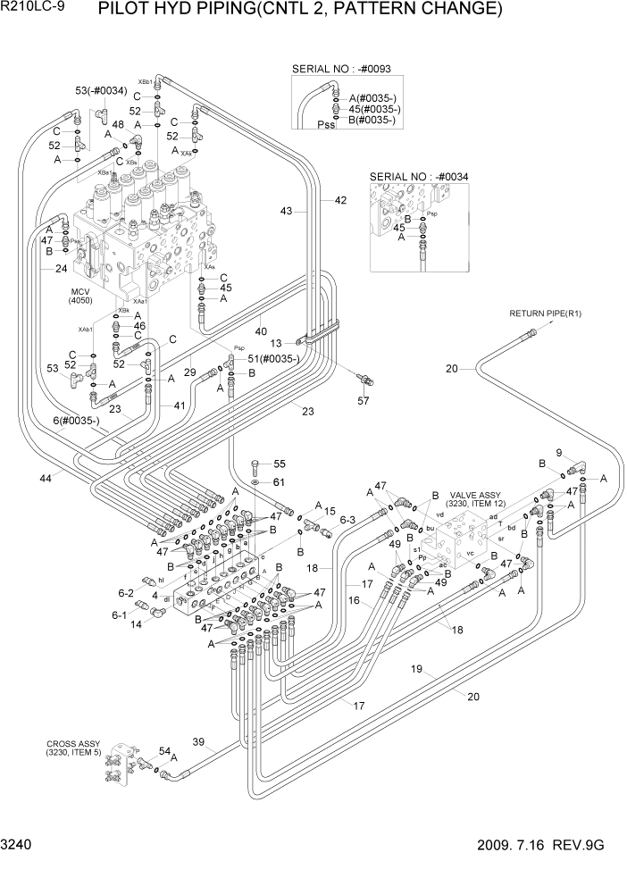 Схема запчастей Hyundai R210LC9 - PAGE 3240 PILOT HYD PIPING(CNTL 2, PATTERN CHANGE) ГИДРАВЛИЧЕСКАЯ СИСТЕМА