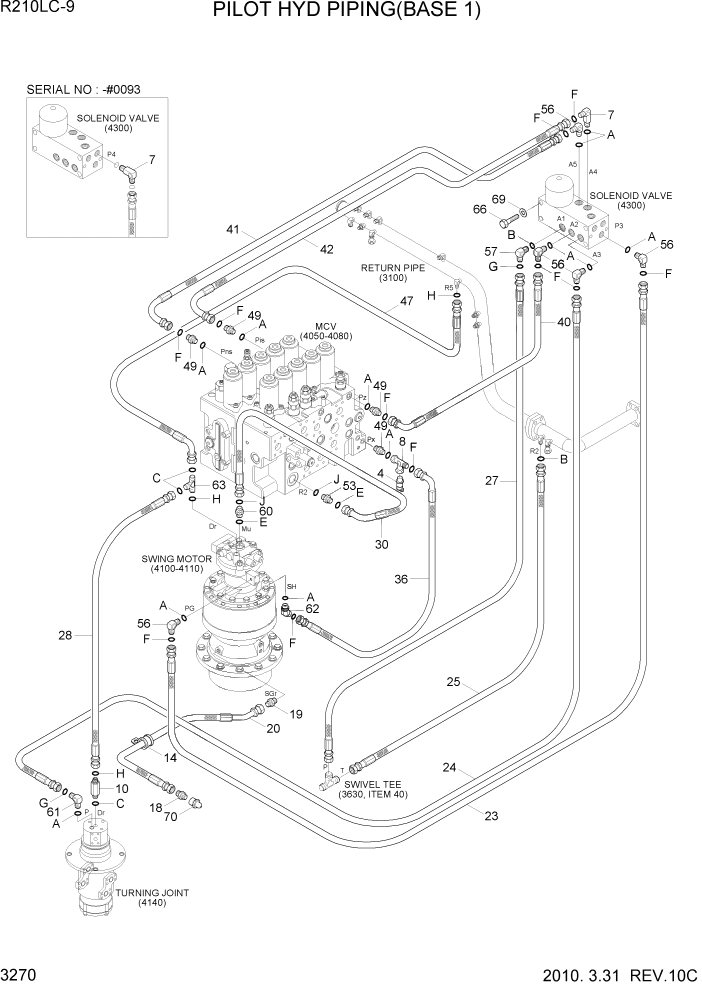 Схема запчастей Hyundai R210LC9 - PAGE 3270 PILOT HYD PIPING(BASE 1) ГИДРАВЛИЧЕСКАЯ СИСТЕМА