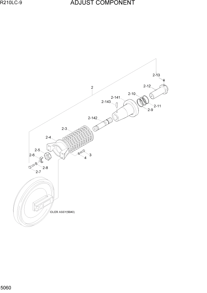 Схема запчастей Hyundai R210LC9 - PAGE 5060 ADJUST COMPONENT ХОДОВАЯ ЧАСТЬ