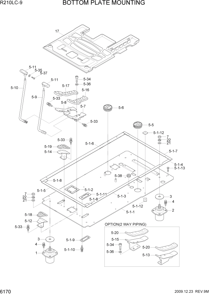 Схема запчастей Hyundai R210LC9 - PAGE 6170 BOTTOM PLATE MOUNTING СТРУКТУРА