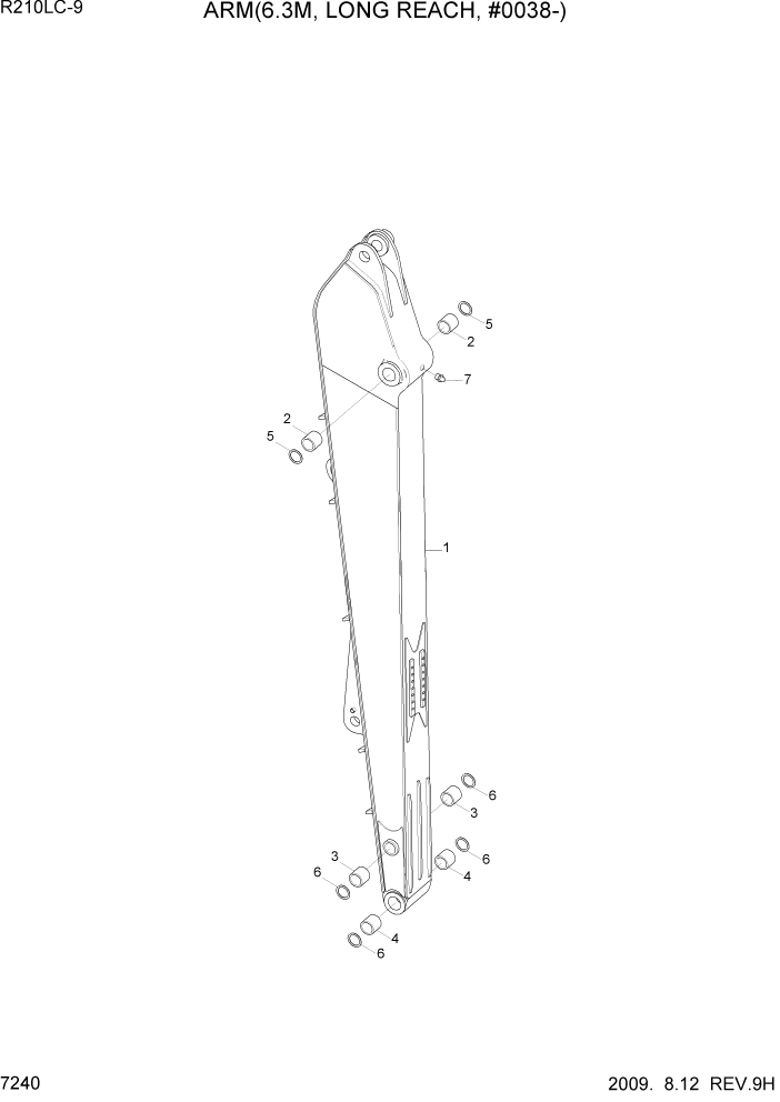 Схема запчастей Hyundai R210LC9 - PAGE 7240 ARM(6.3M, LONG REACH, #0038-) РАБОЧЕЕ ОБОРУДОВАНИЕ