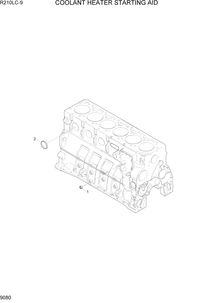 Схема запчастей Hyundai R210LC9 - PAGE 9080 COOLANT HEATER STARTING AID ДВИГАТЕЛЬ БАЗА