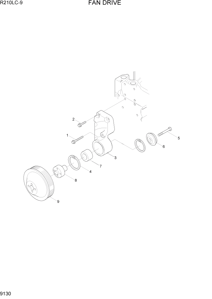 Схема запчастей Hyundai R210LC9 - PAGE 9130 FAN DRIVE ДВИГАТЕЛЬ БАЗА