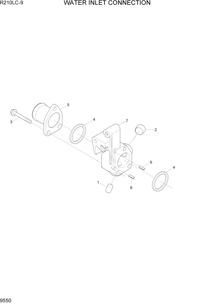 Схема запчастей Hyundai R210LC9 - PAGE 9550 WATER INLET CONNECTION ДВИГАТЕЛЬ БАЗА