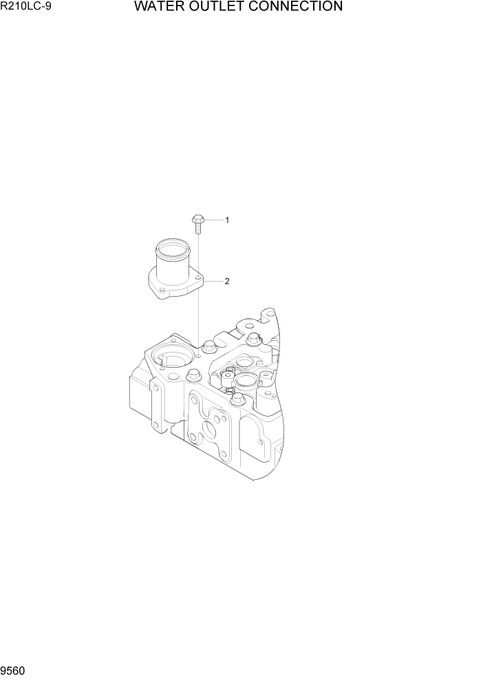 Схема запчастей Hyundai R210LC9 - PAGE 9560 WATER OUTLET CONNECTION ДВИГАТЕЛЬ БАЗА