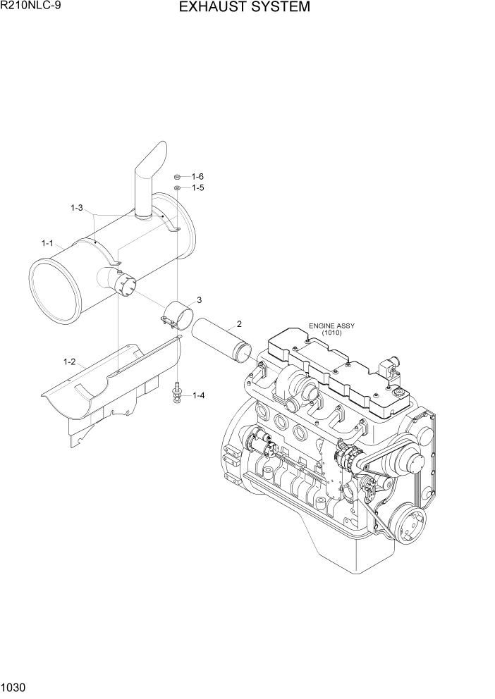 Схема запчастей Hyundai R210NLC9 - PAGE 1030 EXHAUST SYSTEM СИСТЕМА ДВИГАТЕЛЯ