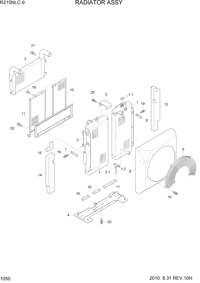 Схема запчастей Hyundai R210NLC9 - PAGE 1050 RADIATOR ASSY СИСТЕМА ДВИГАТЕЛЯ