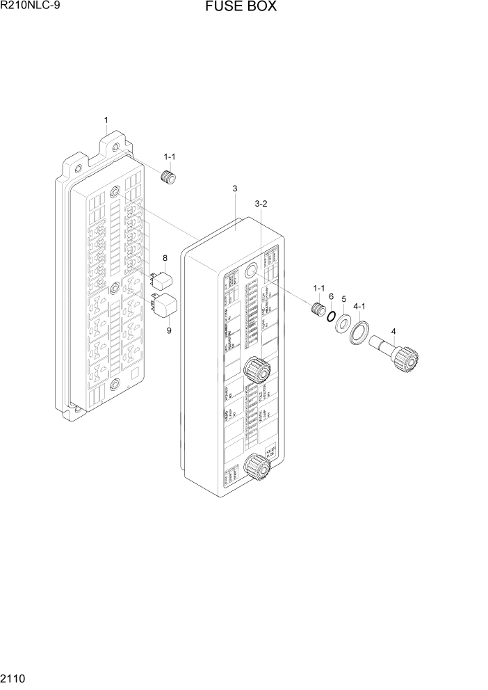 Схема запчастей Hyundai R210NLC9 - PAGE 2110 FUSE BOX ЭЛЕКТРИЧЕСКАЯ СИСТЕМА
