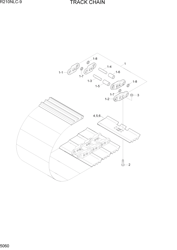 Схема запчастей Hyundai R210NLC9 - PAGE 5060 TRACK CHAIN ХОДОВАЯ ЧАСТЬ