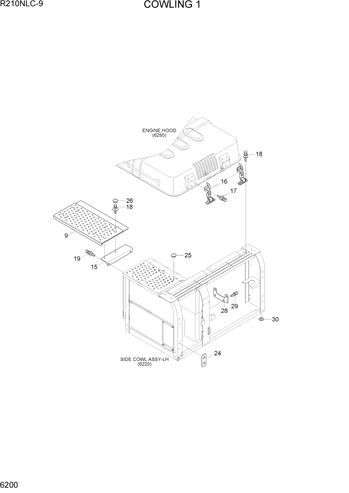 Схема запчастей Hyundai R210NLC9 - PAGE 6200 COWLING 1 СТРУКТУРА