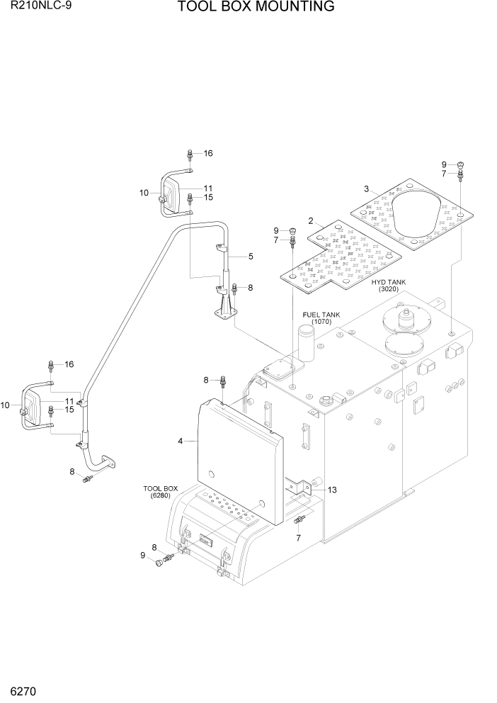 Схема запчастей Hyundai R210NLC9 - PAGE 6270 TOOL BOX MOUNTING СТРУКТУРА