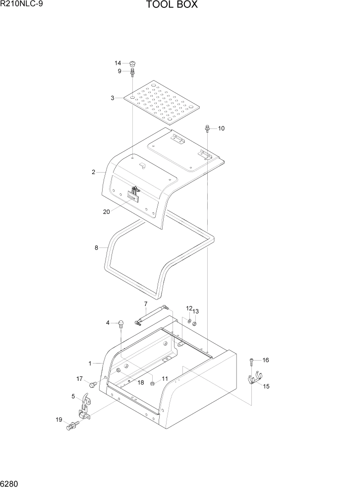 Схема запчастей Hyundai R210NLC9 - PAGE 6280 TOOL BOX СТРУКТУРА